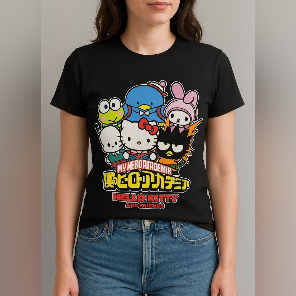 My Hero Academia x Hello Kitty and Friends T-Shirt Black Size Small